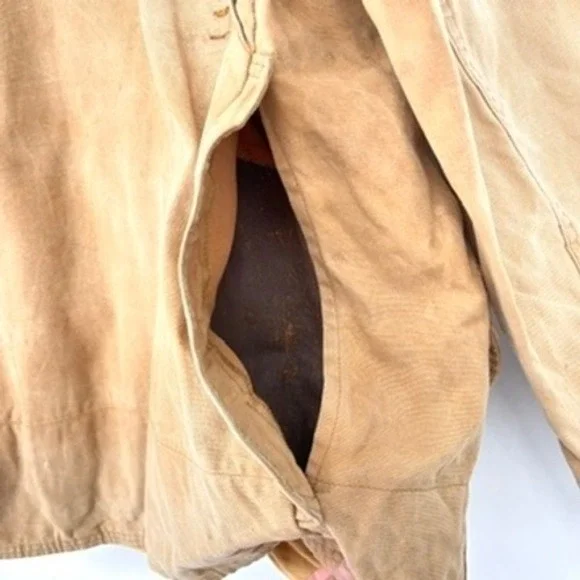 Vintage Sears Field Jacket Canvas Corduroy Collar Button Front Workwear Tan Sz M - Picture 8 of 16